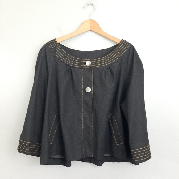 Courtenay Jackets & Coats Courtenay Black Denim Two Button Scoop